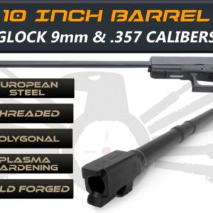 Gen 3 & 4 Glock 10" Barrels IGB Austria Match Grade Polygonal Profile 10" Threaded Barrel For 9mm & .357sig Calibers
