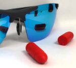KIRO Shooting Glasses for Tactical and Everyday Use with Blue Lenses (Semi-Rimless Frame)