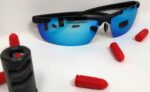 KIRO Shooting Glasses for Tactical and Everyday Use with Blue Lenses (Semi-Rimless Frame)