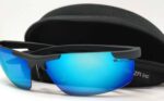 KIRO Shooting Glasses for Tactical and Everyday Use with Blue Lenses (Semi-Rimless Frame)