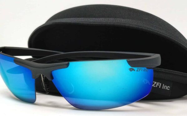 KIRO Shooting Glasses for Tactical and Everyday Use with Blue Lenses (Semi-Rimless Frame)
