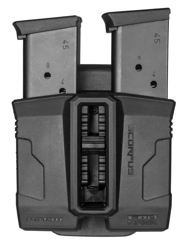 Fab Defense Double Magazine Pouch for .45 Single-Stack 1911 Steel Magazines (Paddle+Belt) - PS1911