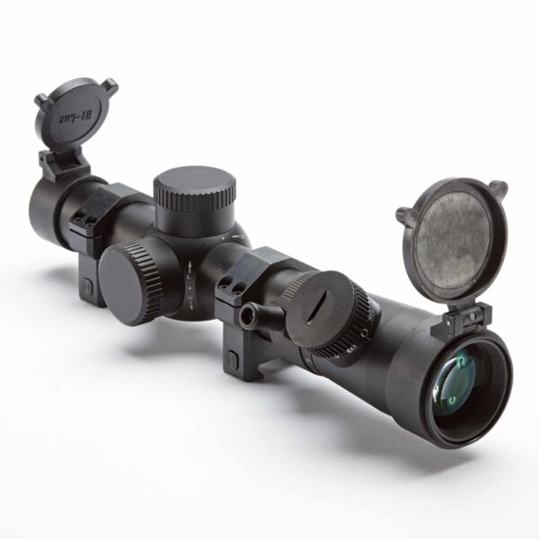 CMR4-556-R Hi-Lux Close to Medium Range 1X-4X Riflescope w/ 1MOA Center Dot & Red Illumination