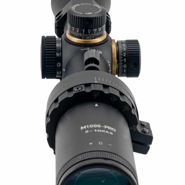 M1000PRO Hi LUX 2X-10X42 ART (Auto Ranging Trajectory) Scope with Green or Red MOA Ranging Reticle