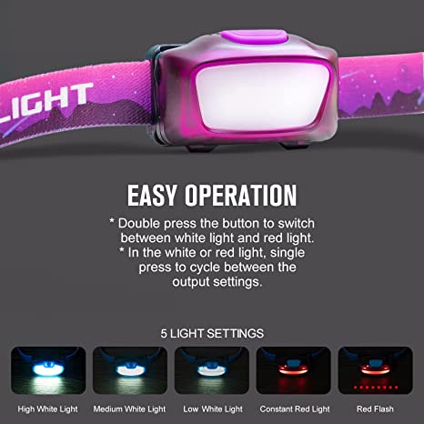 Olight H05 Lite LED Headlamp, 5 Modes Lightweight Head Lamp for Head with Adjustable Headband